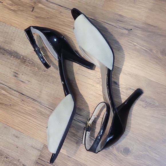 FRANCO SARTO Austin Black Tan Black Ankle Strap Peep Toe 3" Heel - Picture 8 of 12